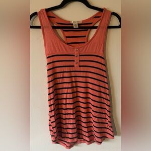 Bozzolo Coral and Black Striped Tank Top